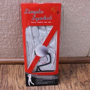 Simple Symbol White Leather Left Handed Golf Glove